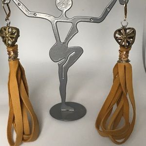 Yellow leather earrings